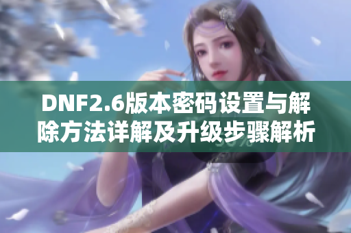 DNF2.6版本密码设置与解除方法详解及升级步骤解析